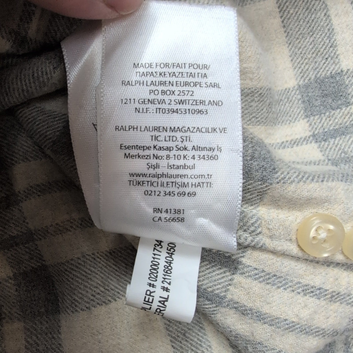 Chemise Ralph Lauren XL Taille M Classic Fit Flanelle Carreaux Gris Blanc
