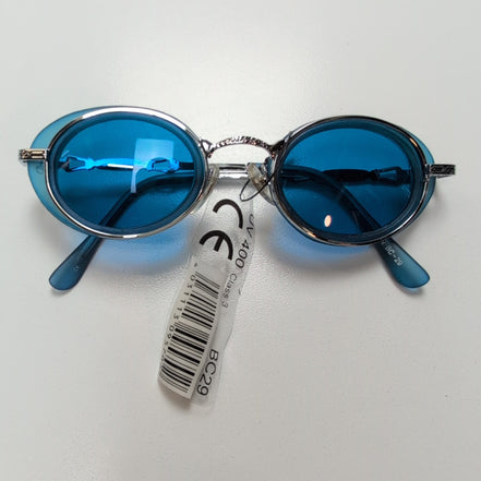 Lunettes de soleil Y2K Branches fines Métal chromé Verres bleu ciel