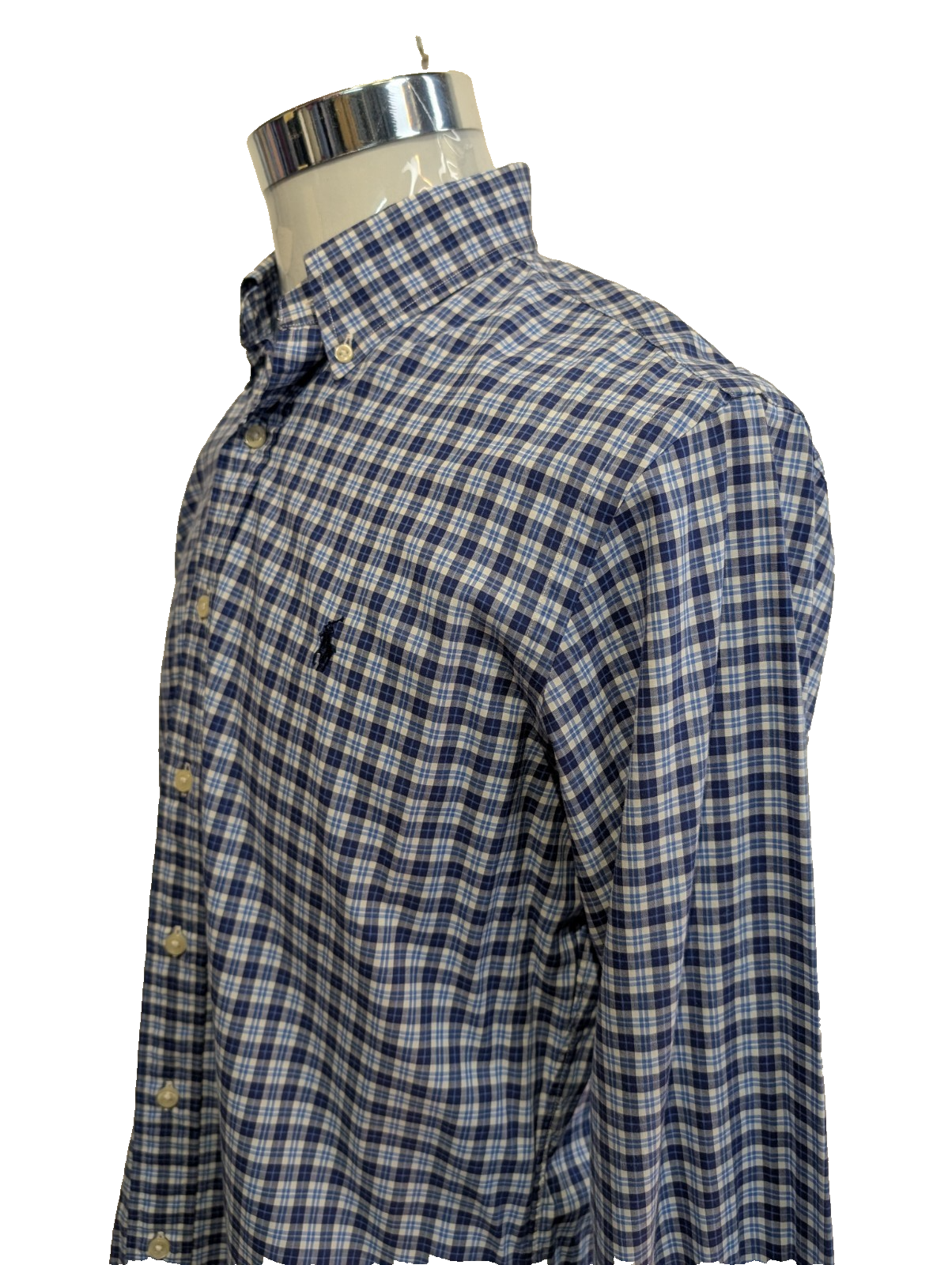 Chemise Polo Ralph Lauren Shirt M Slim Fit Stretch Carreaux Bleu Button Down