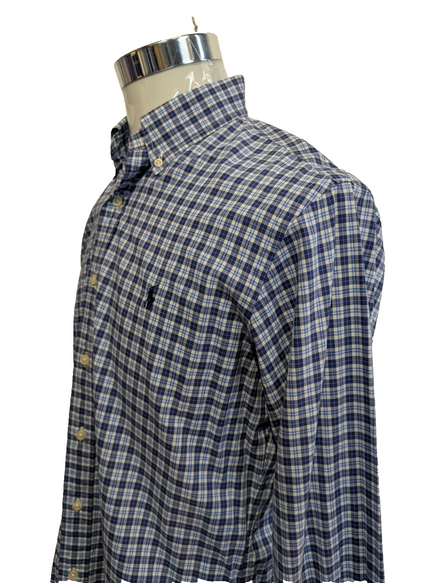 Chemise Polo Ralph Lauren Shirt M Slim Fit Stretch Carreaux Bleu Button Down