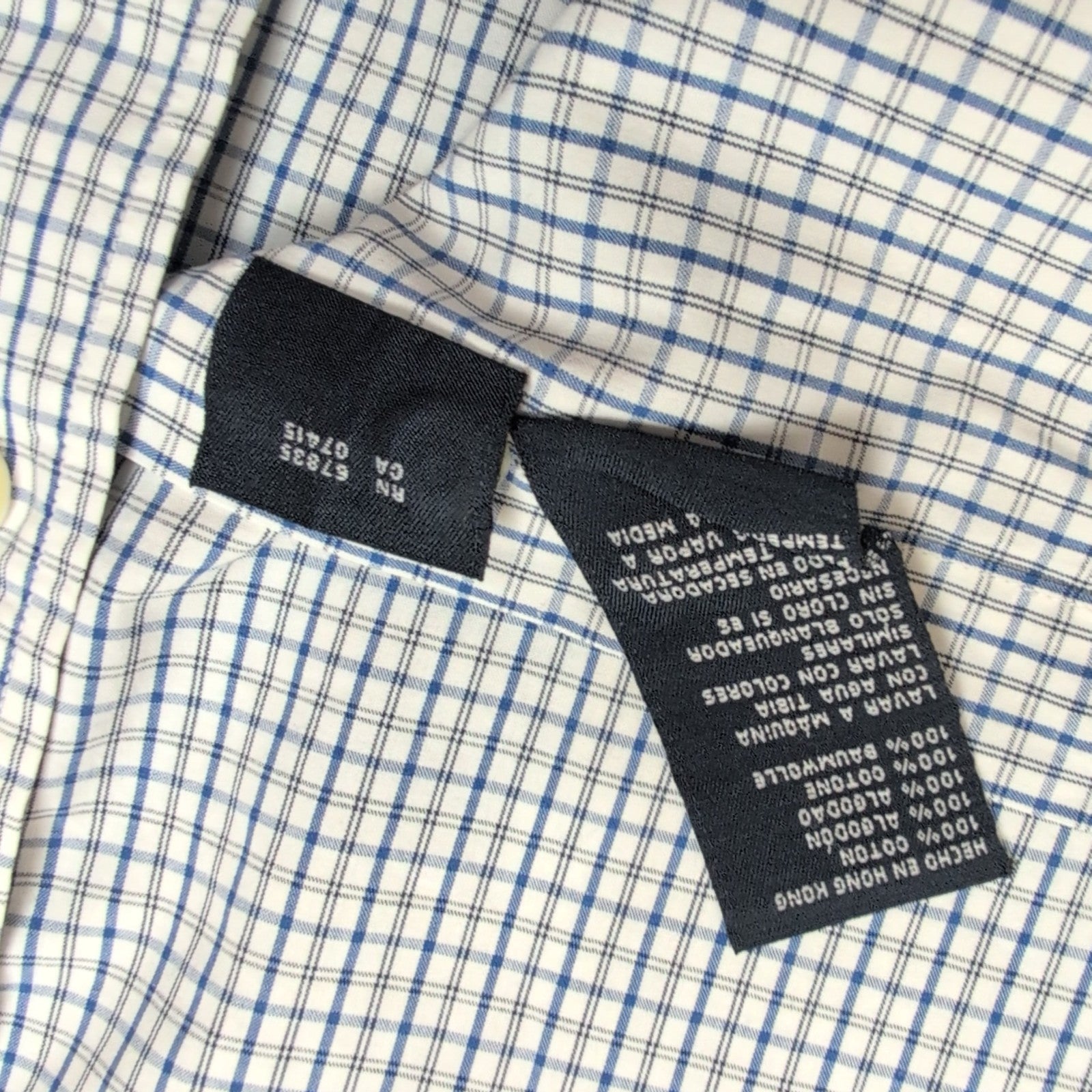 Chemise Nautica bleue à carreaux manches longues 1 poche L