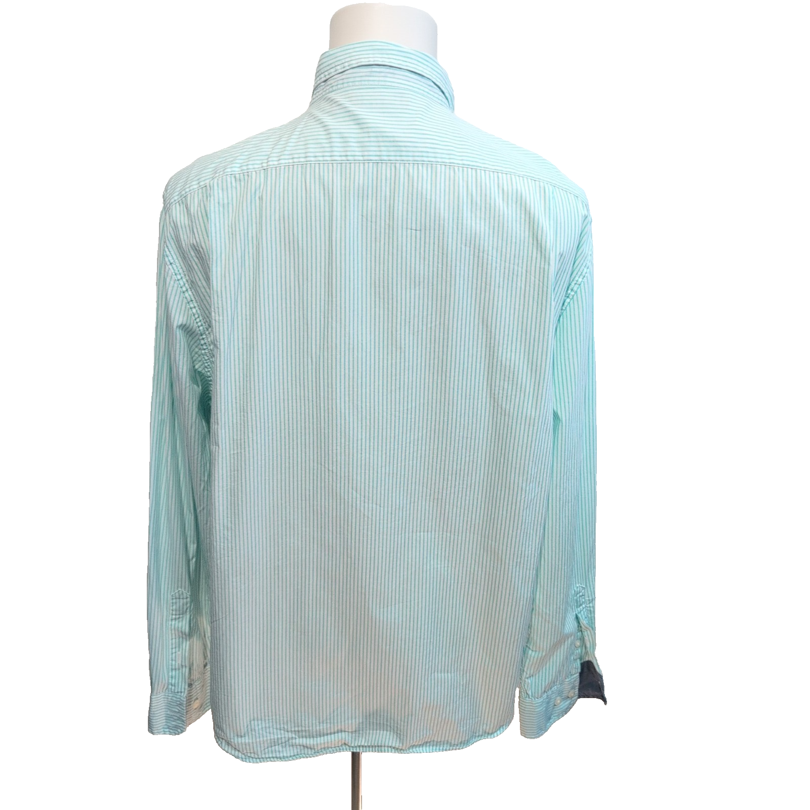 Chemise Nautica XXL Vert Pâle Rayures Logo Brodé Coton manches longues