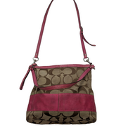 Sac Coach Signature Rose Fuchsia Toile Jacquard Bandoulière