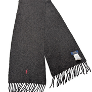 Écharpe Polo Ralph Lauren 55% Cachemire 45% Laine Gris Anthracite Logo Rouge