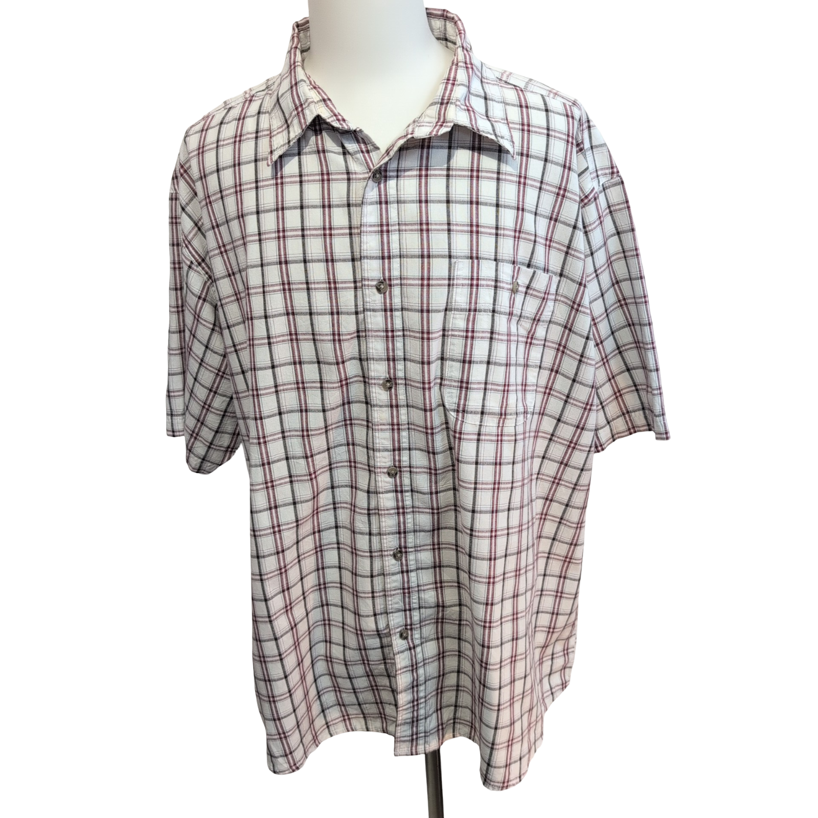 Chemise Wrangler Rugged Wear Manches Courtes Carreaux Rouge Noir Blanc T. 4XL