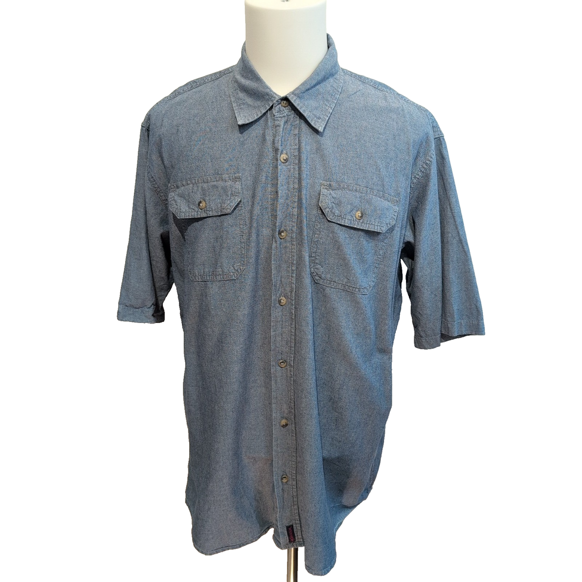 Chemise Wrangler Bleu Effet Jean Manches Courtes 2 Poches Rabat Taille XL