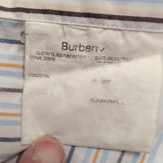 Chemise BURBERRY 100% Coton Taille 8 3XL Blanc Rayures Logo Brodé Manches courte