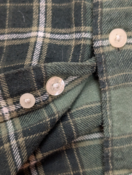 🐻 CHEMISE FLANELLE CHAPS XL (TG) CARREAUX VERT KAKI NOIR LOGO BRODÉ