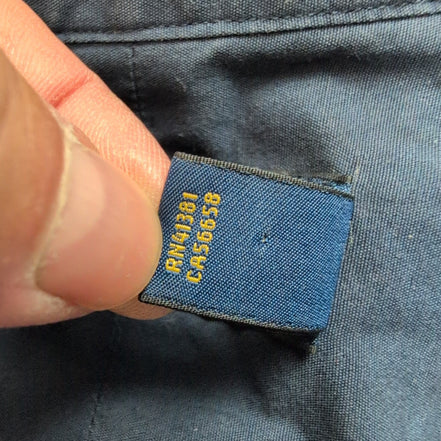 Chemise Ralph Lauren M bleu marine uni manches courtes logo rouge coton