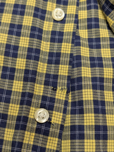 Chemise Tommy Hilfiger jaune à carreaux manches courtes taille L Vintage homme