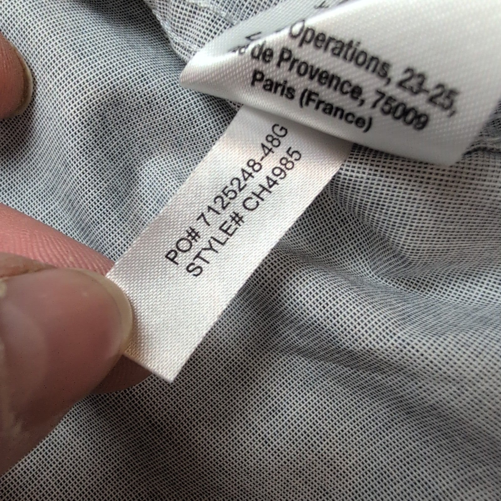 Chemise LACOSTE Homme M Grise Coupe Slim Fit Manches Courtes Poche