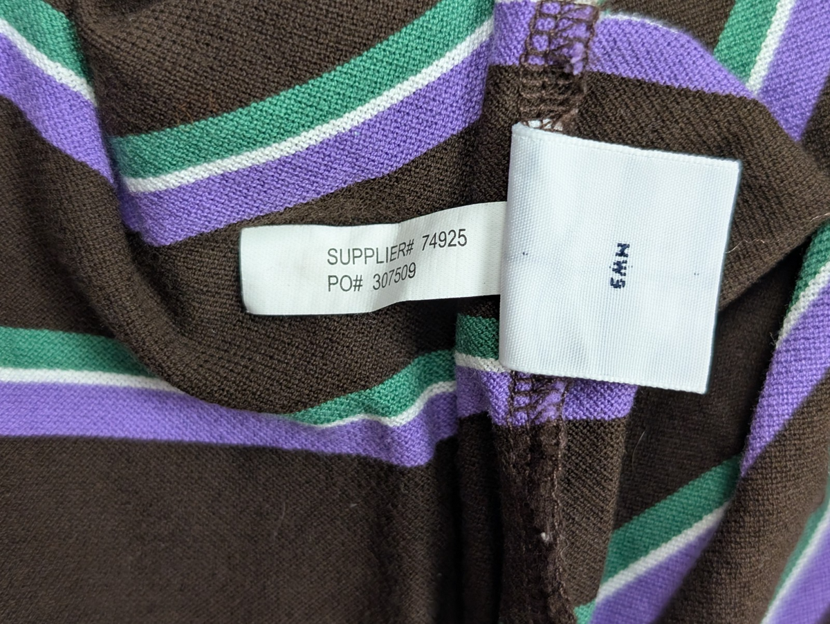 Polo manches courtes Polo Ralph Lauren L marron rayures vert mauve logo bleu