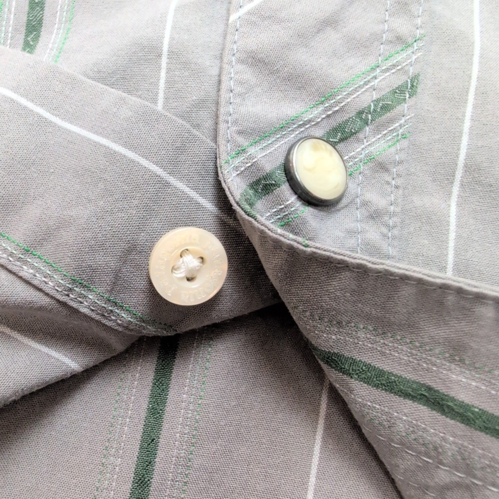 Chemise Patagonia modèle Western coton biologique grise rayures vertes M