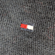 Pull TOMMY HILFIGER Col V Laine Fine Bleu Marine Logo Brodé Homme Taille M