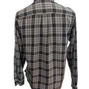 CHEMISE CHAPS Flanelle Carreaux Gris Noir S Homme Col Boutonné Coton