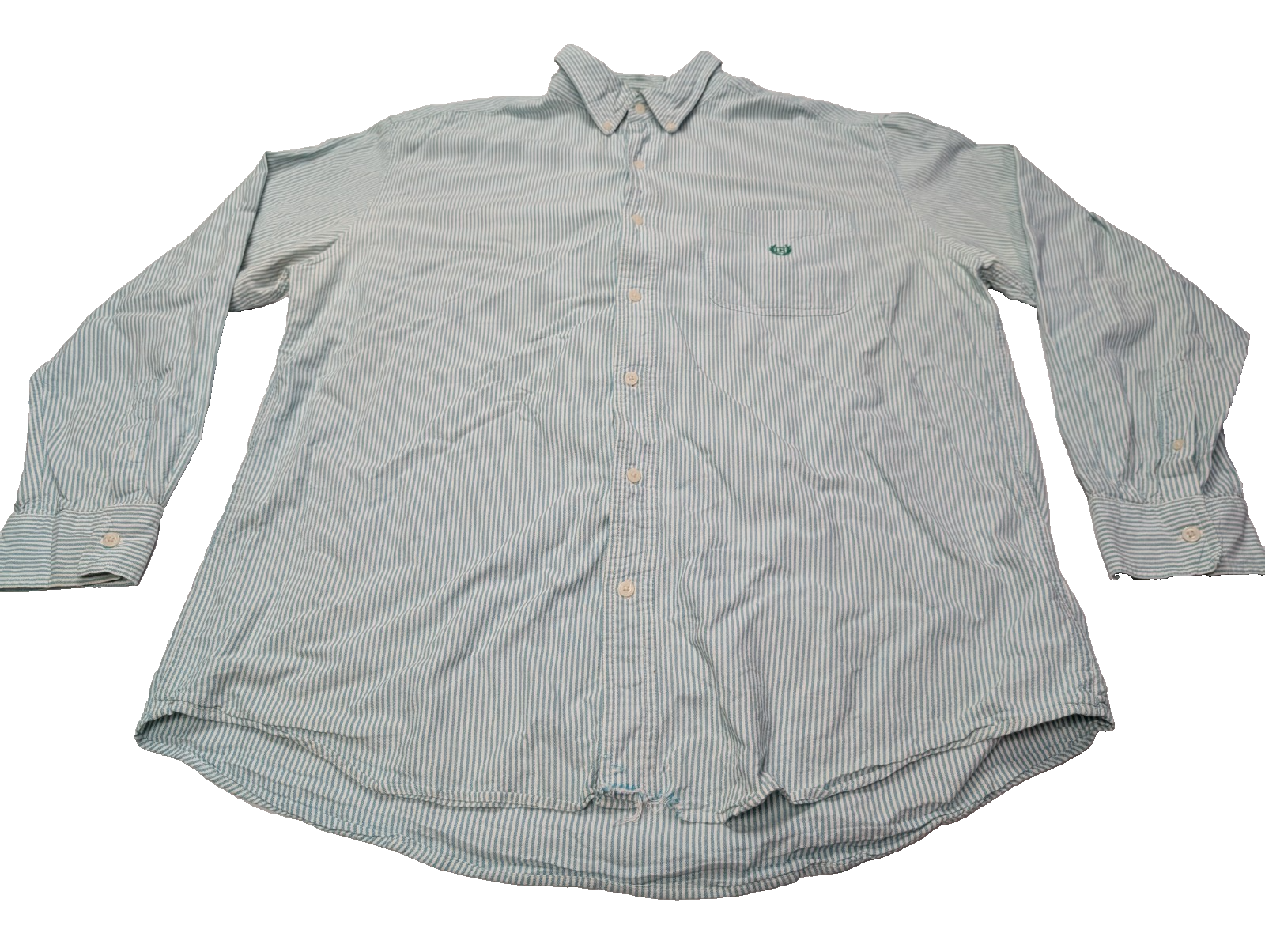 Chemise CHAPS verte menthe à rayures avec poche et logo brodé taille XL #253msch