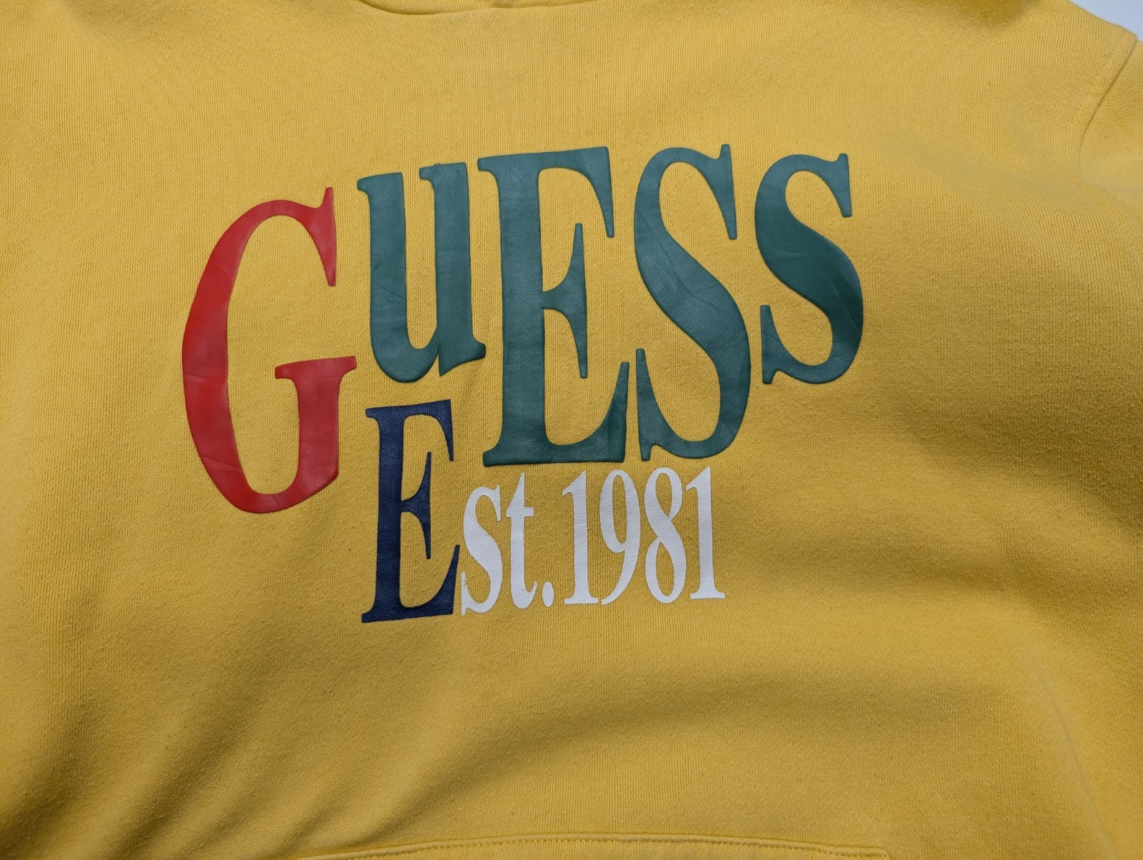 Sweat à capuche Guess Originals Jaune Grands Logos Taille M