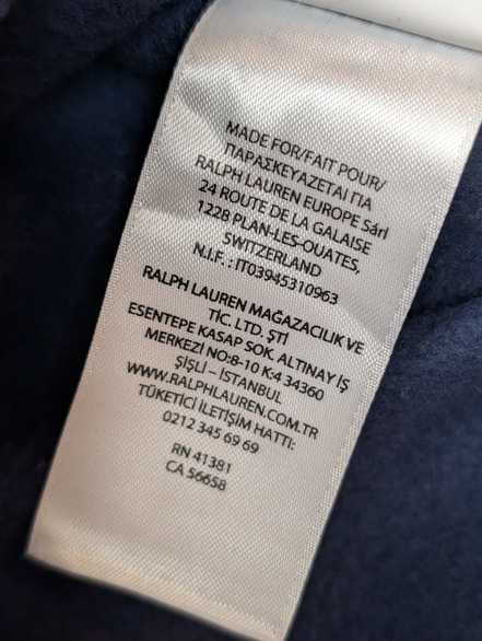 Polo Ralph Lauren Veste Hoodie Capuche Zippée Bleu Marine S Logo Jaune