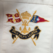 Chemise Polo Ralph Lauren L Col Officier Blanc Poches Rabat Sans Logo Modifiée