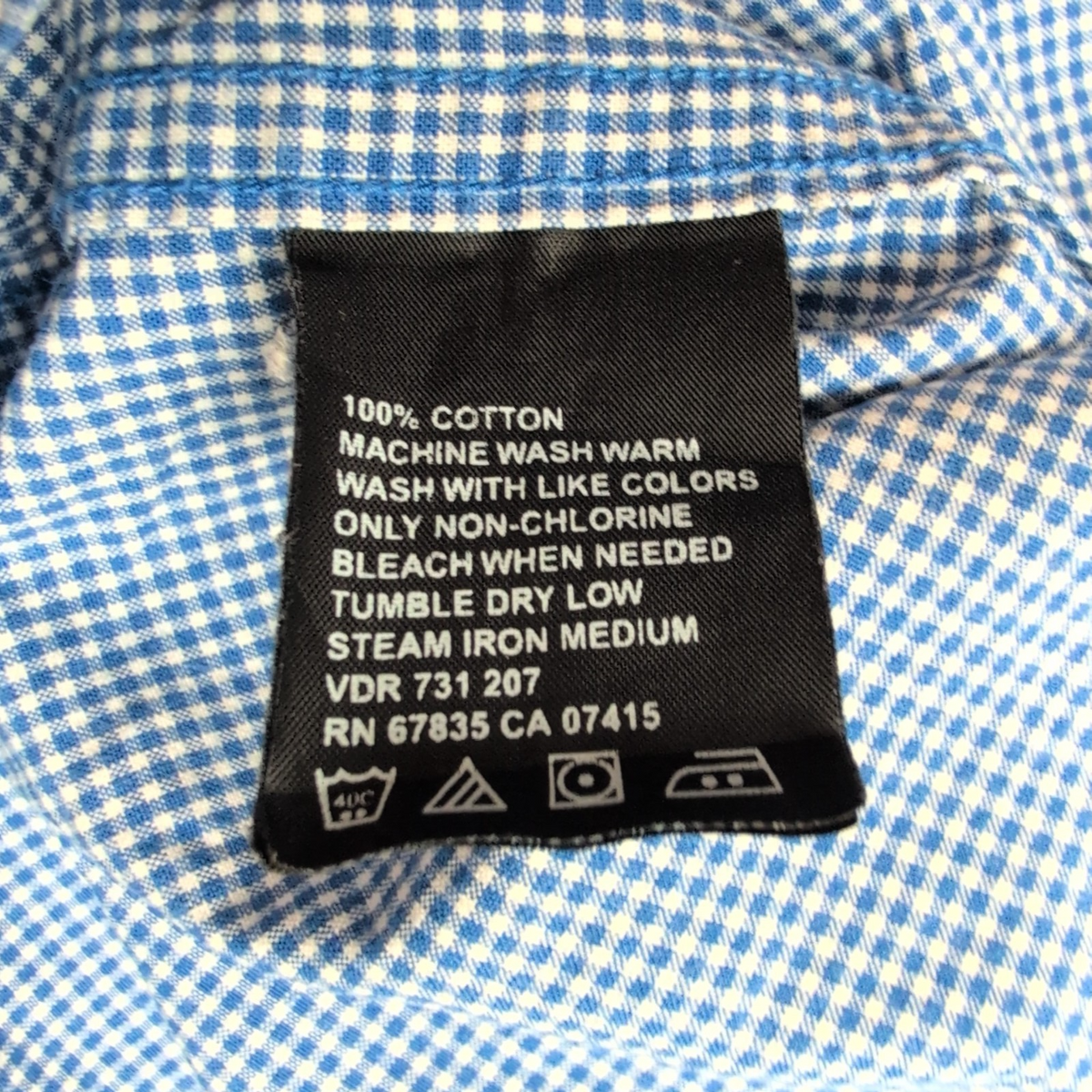 Chemise Nautica L Bleu Micro Carreaux 100% Coton Manches Courtes