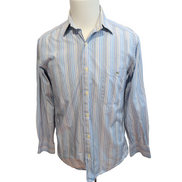 Chemise Lacoste Bleue À Rayures Taille 38 S Manches Longues