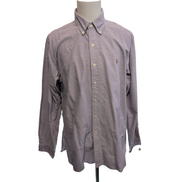 Chemise Ralph Lauren XL Violette Unie Logo Marron Manches Longues