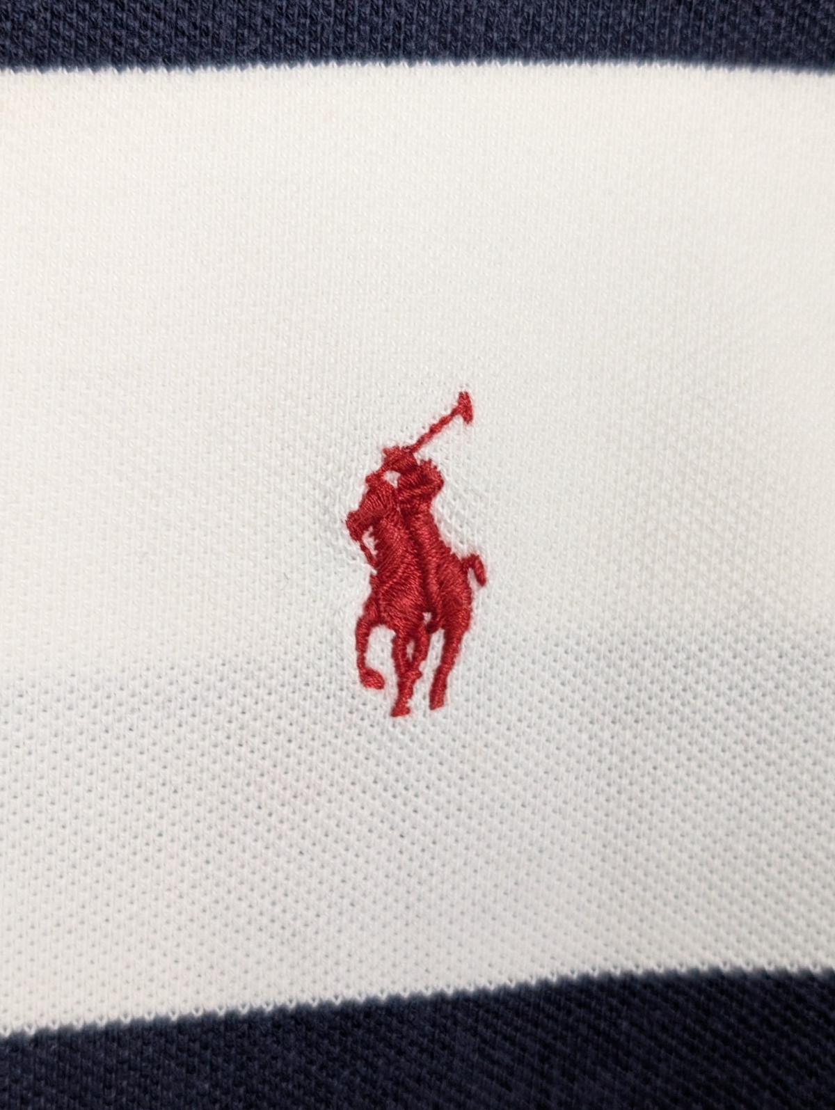 Polo rugby manches courtes Polo Ralph Lauren XXL rayures marine blanc Custom Fit