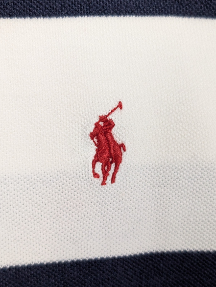 Polo rugby manches courtes Polo Ralph Lauren XXL rayures marine blanc Custom Fit