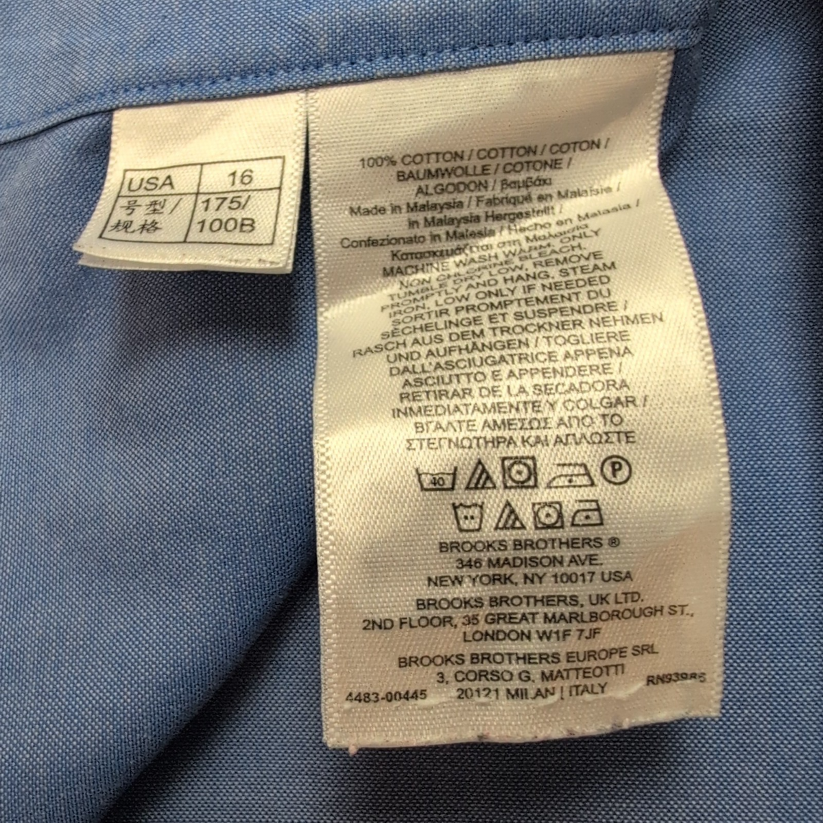 Chemise Brooks Brothers Milano L Bleu Supima Coton Manches Longues