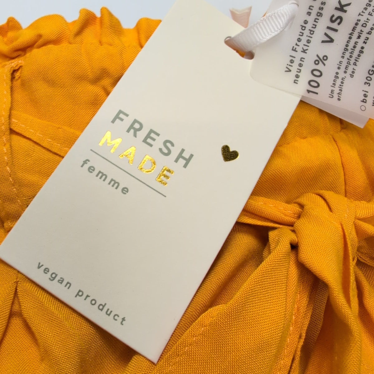 Short Femme S Fresh Made Jaune 100% Viscose Fluide Neuf avec Étiquette