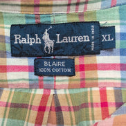Chemise Ralph Lauren Blair XL Rouge Bleu Carreaux Manches courtes
