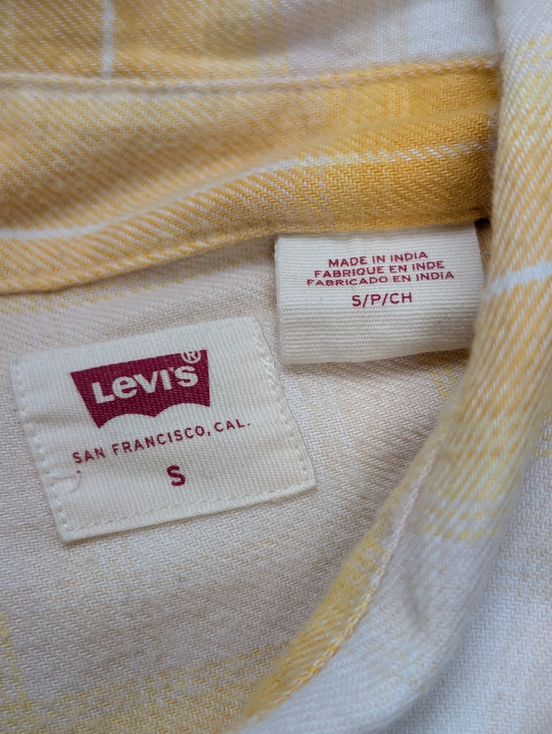 Chemise LEVI'S Flanelle à Grands Carreaux Jaune Manches Longues T.L étiquette S
