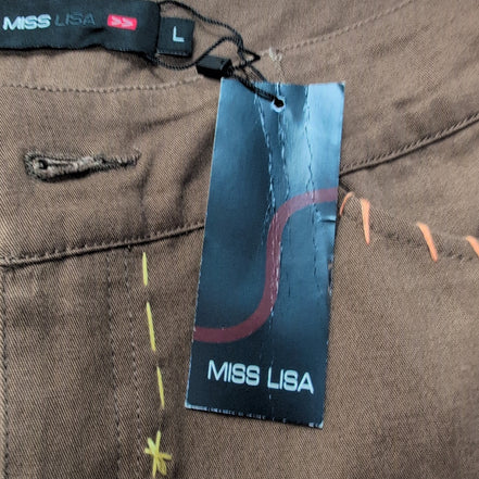 Ensemble Femme MISS USA Veste + Short Marron 100% Coton Taille L Neuf