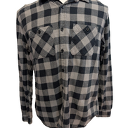 🔥 CHEMISE FLANELLE LEE VINTAGE L (G) CARREAUX NOIR GRIS DOUBLE POCHE