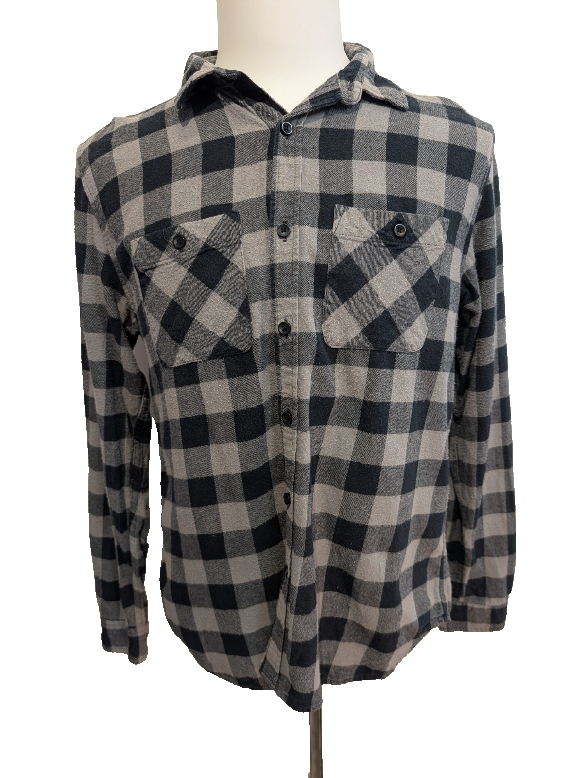 🔥 CHEMISE FLANELLE LEE VINTAGE L (G) CARREAUX NOIR GRIS DOUBLE POCHE