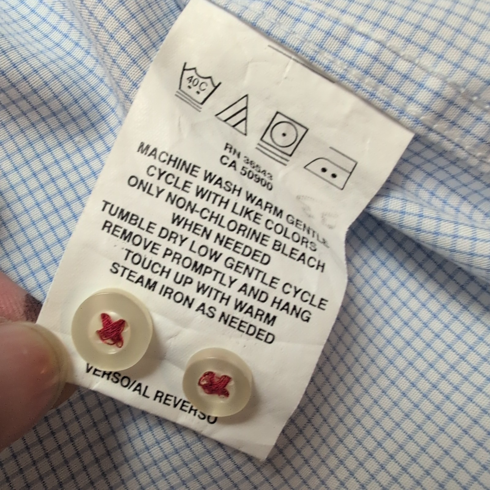 Chemise Tommy Hilfiger bleue petits carreaux manches longues XL XXL