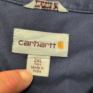 Chemise Carhartt 2XL Tall Relaxed Fit Bleu Marine 2 Poches Zip manches courtes