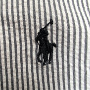 Chemise Ralph Lauren XL Noire Rayures Gaufrées Manches Courtes Button Down Shirt
