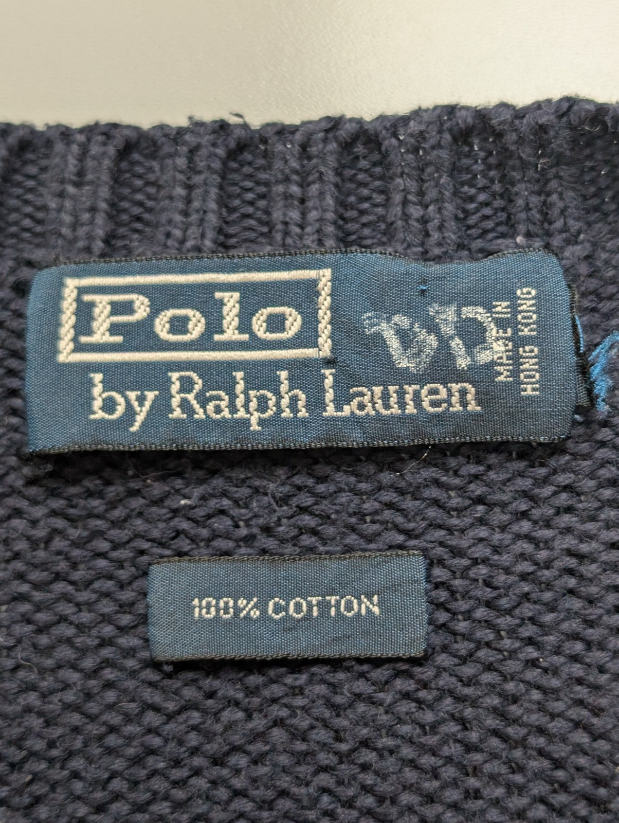 Pull POLO Ralph Lauren - Bleu Marine - Logo Rouge - Col rond Taille L/XL