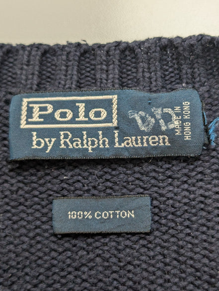 Pull POLO Ralph Lauren - Bleu Marine - Logo Rouge - Col rond Taille L/XL