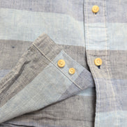 Chemise Nautica M Bleu Rayures Lin Coton Logo Brodé Poche Manches Courtes