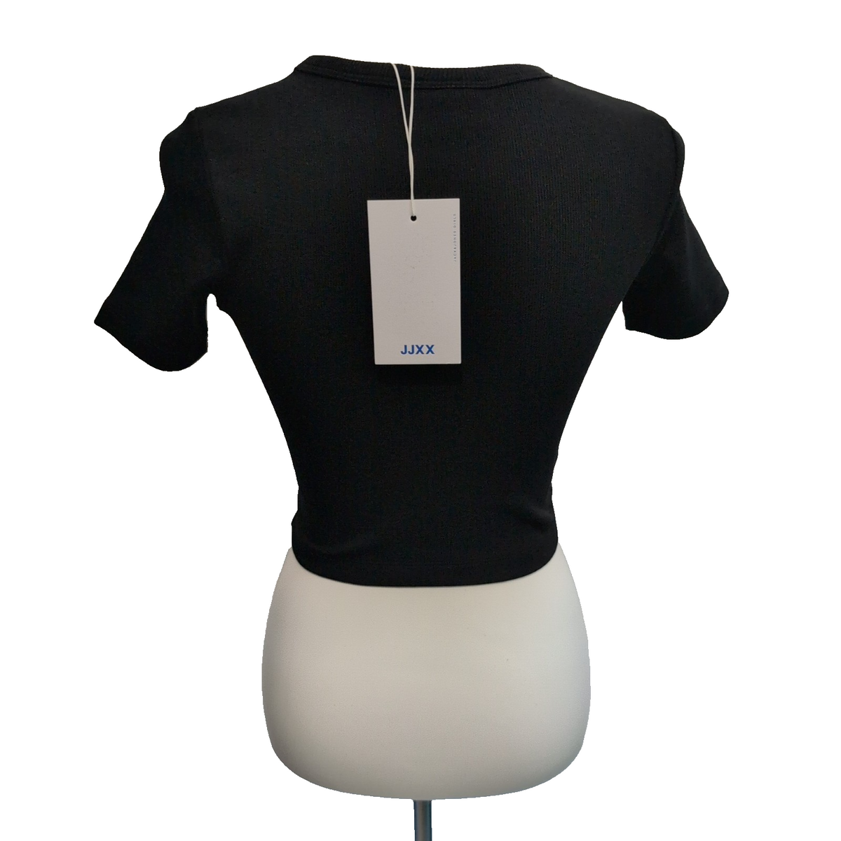 Haut Crop JJXX Femme S Noir Manches Courtes Coton Stretch Neuf Étiquette