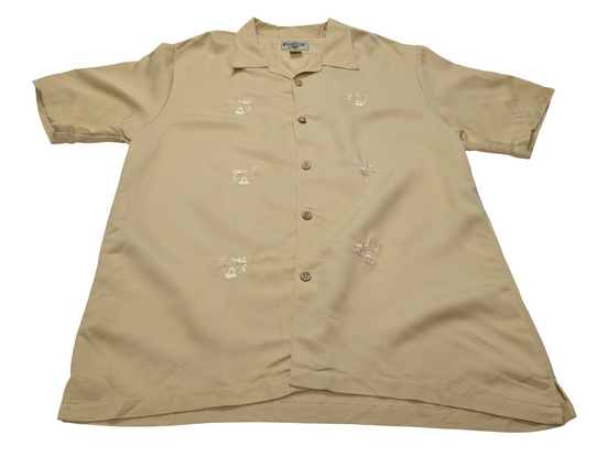 Chemise hawaïenne jaune brodée Caribbean Soul taille XL