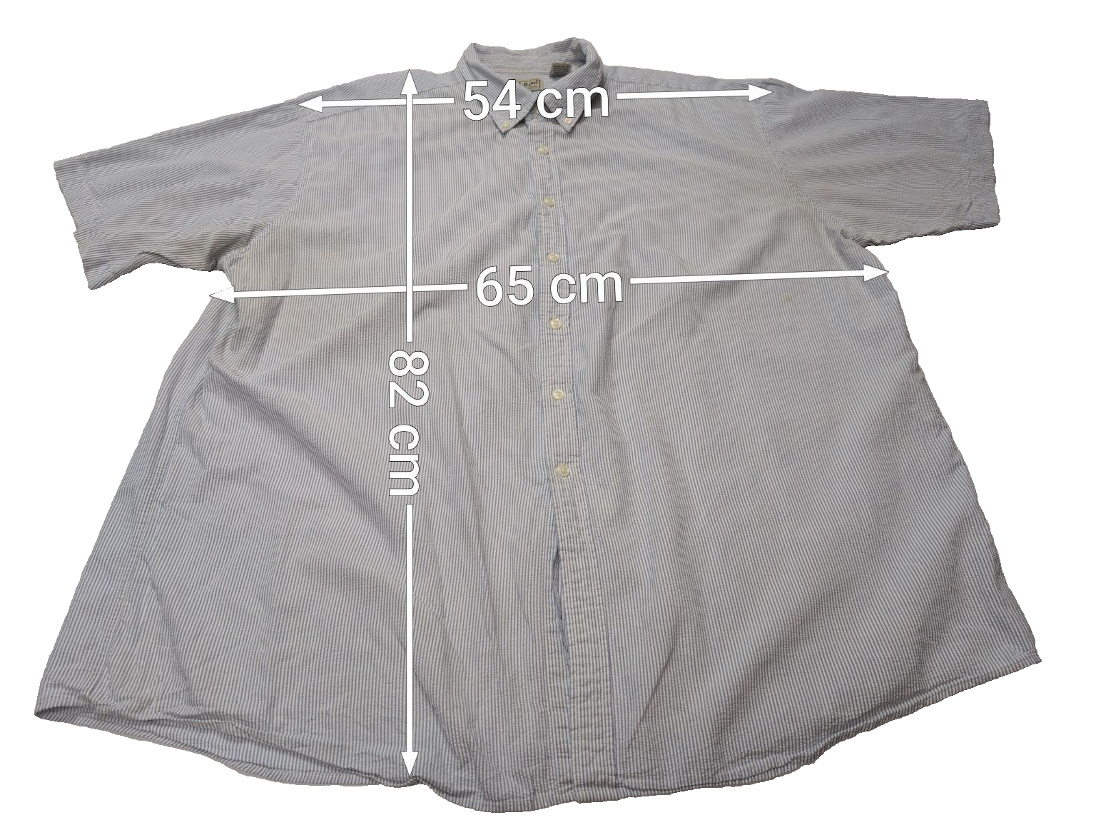 Chemise manches courtes L.L. Bean bleu à rayures gaufrée taille XXL #226msch