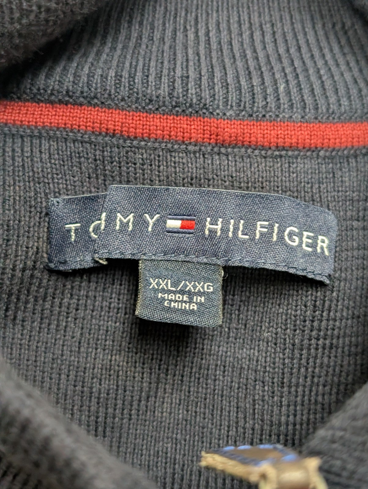 Gilet Tommy Hilfiger Bleu Marine Zippé Col Montant - Taille 3XL