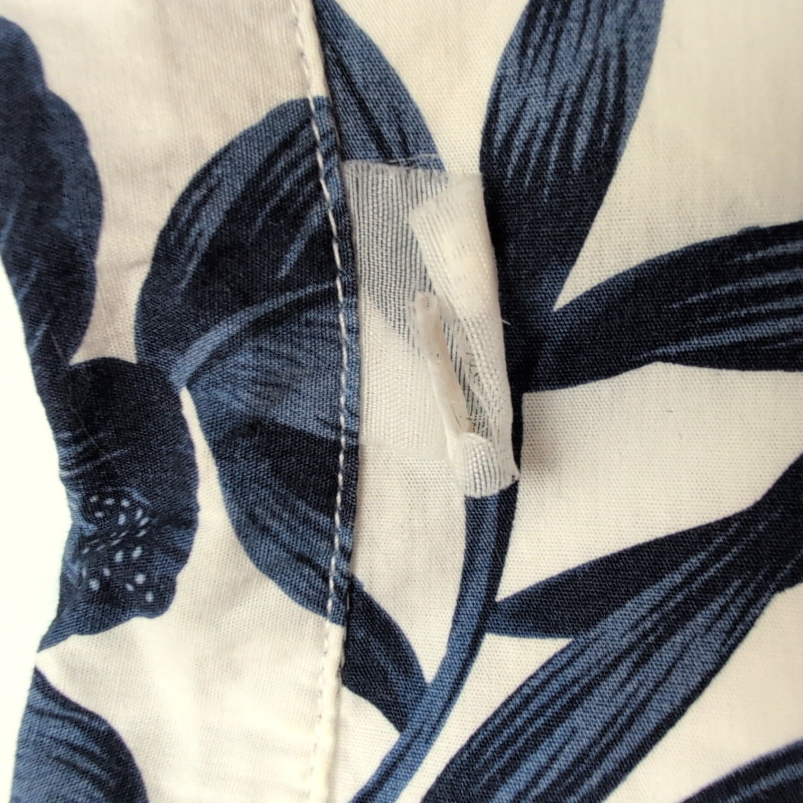 Chemise Hawaïenne Palmwave Fleurie Bleu Marine Blanc 100% Coton L manches courte
