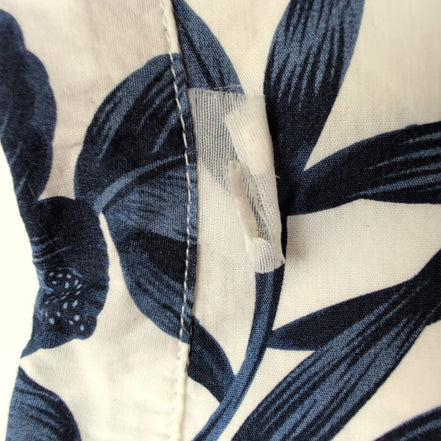 Chemise Hawaïenne Palmwave Fleurie Bleu Marine Blanc 100% Coton L manches courte