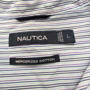 Chemise Nautica L  Rayures Bleu Coton Mercerisé Logo bleu ciel Manches longues