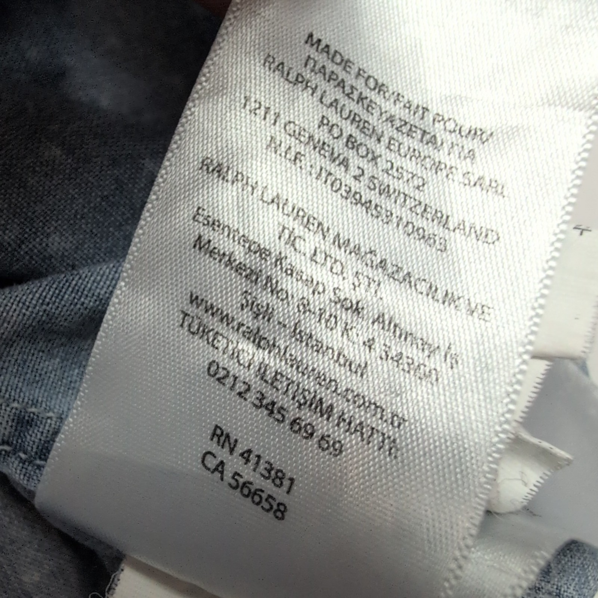 Chemise Polo Ralph Lauren L 14-16 Ans Bleu Étoiles Effet Jean Manches courtes