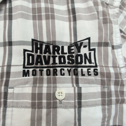 Chemise Harley-Davidson XL marron carreaux flammes 2 poches manches courtes
